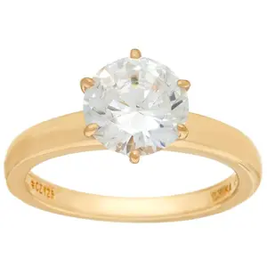 Diamonique 2.00 cttw Solitaire Ring, 14K Yellow Clad Diamonique 2.00 cttw Solitaire Ring, 14K Yellow Clad