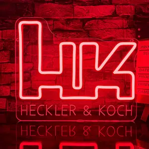 Vintage HK Neon Sign, LED Illuminated Display, Dimmable Heckler & Koch Sign Antique Decor Wall Art Decor, LED Decoration, Decorative Light Decor Gifts For Home Office Man Cave Garage Student Teacher Cowboys, LED Neon Lights(12.9 * 11in)