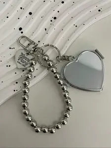 Heart Shaped Mirror Keychain, Fashionable Keychain for Women & Men, Trendy All-match & Exquisite Keychain for Birthday Gift