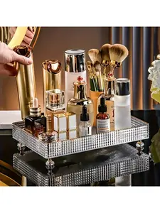 Transparent PET Cosmetic Storage Rack Luxury Aromatherapy Tray Desktop Entrance Storage Tray,1PC Clear PET Storage Rack Desktop Cosmetic Tray Luxury Entrance Vanity Tray