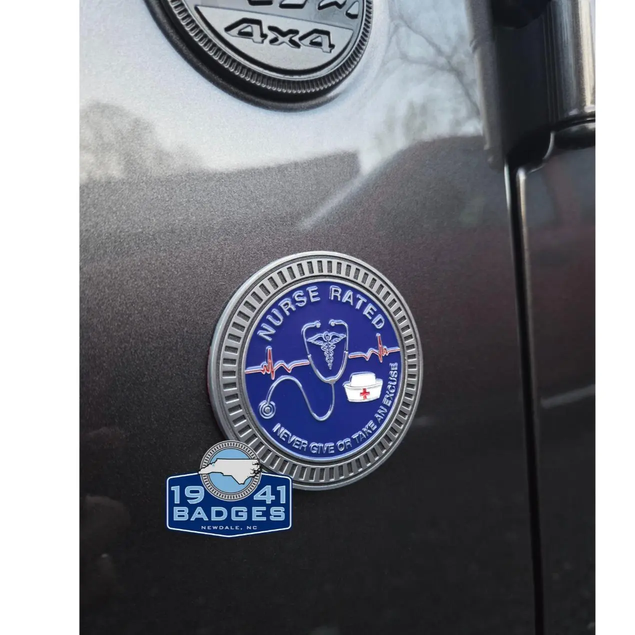 Nurse Rated Medical Badge with Stethoscope and Hat Design - 3mm Thick Stainless Steel Emblem for Nurses and Medical Staff