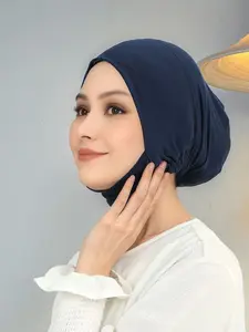 Women's Soft High Elastic Milk Silk Hijab Inner Cap, Full Coverage Neck Scarf, Muslim Modest Daily Wear Turban, Sleep Hat