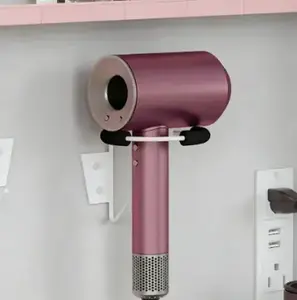 Stainless Steel Hair Dryer Holder, Vanity Desk Accessory, 2.9 in Side Length, 3.15 in Circle Diameter, Bathroom Counter Organizer