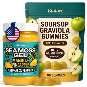 Biolore Sea Moss Gel + Soursop Gummies Bundle Set, 8 oz Gel & 60 Gummies, Mango-Pineapple and Soursop, No Added Sugar, Made in USA