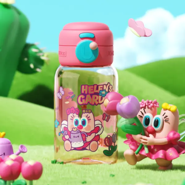 Uooha 20oz Cute Anime Portable Water Bottle 2024 new model- Tritan, BPA Free, Wide Mouth Leakproof, Fast Flow Technology with Clean Brush (1 Pack)