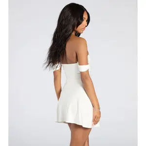 Classics Lover Off-The-Shoulder Satin A-Line Mini Dress Formal Womenswear send me clothes Laced Embroidered Tulle Bib tropical vacation outfits lauren duffy green Women's Standing Collar Stretch Cute Tie Front Summer Romper Boho Floral Sheer Maxi Smocked