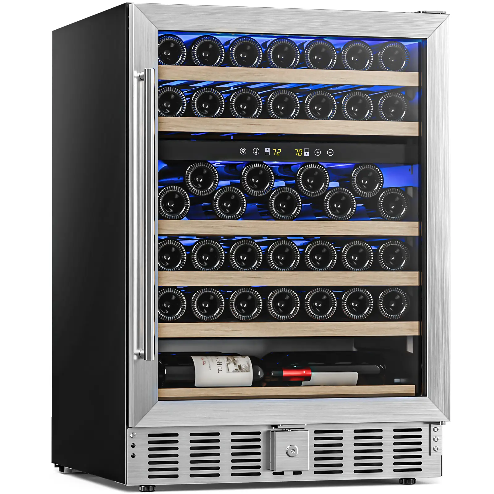 Antarctic Star 24 Inch Wine Fridge, 52 Bottle Wine Cooler Refrigerator. 39-64°F Dual Zone Wine Refrigerator Glass Door, Built in or Freestanding Under Counter Fridge for Home Bar Office