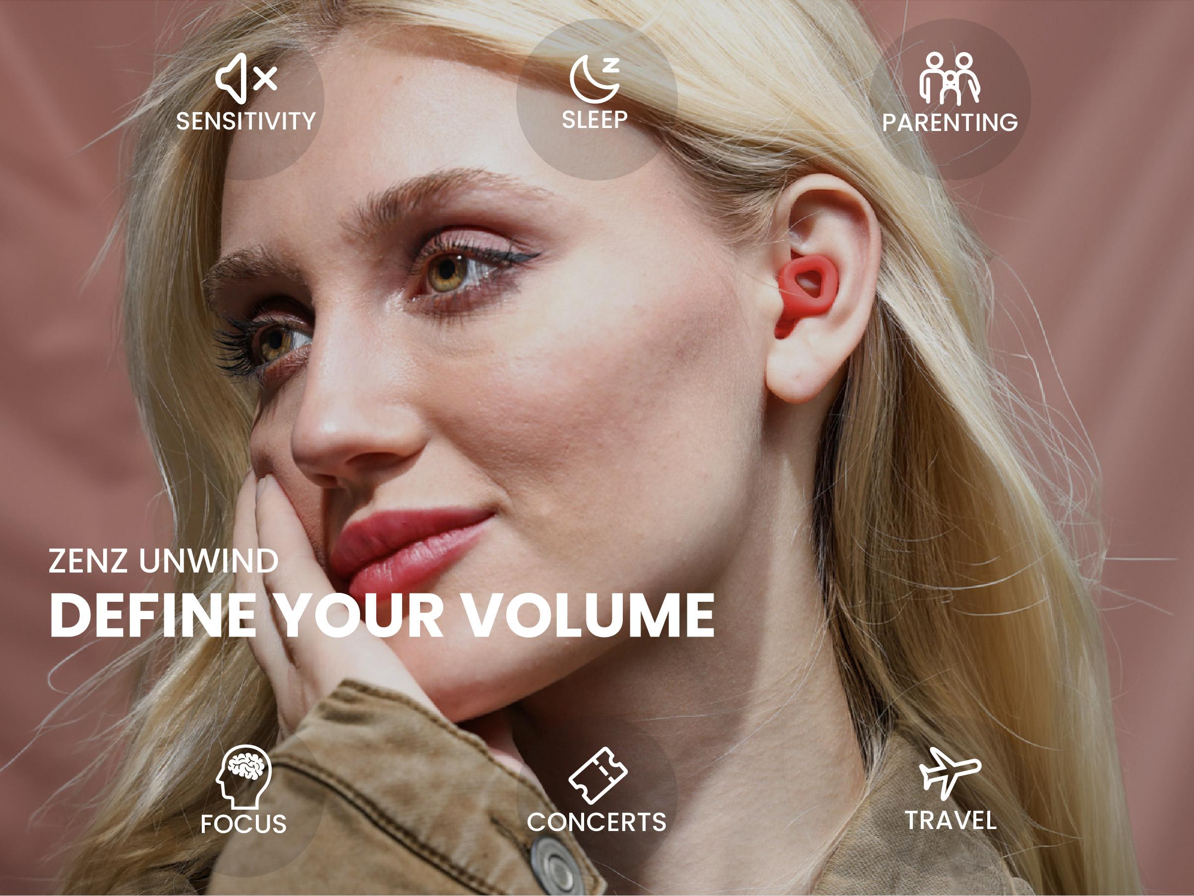 ZENZ Unwind Earplugs - Soft and Comfortable Design for Relaxation and Noise Reduction - Red