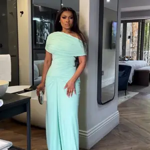 Luxury  Evening Mint  Feminine shoulder dress Womenswear Party Brunch Summer mom
