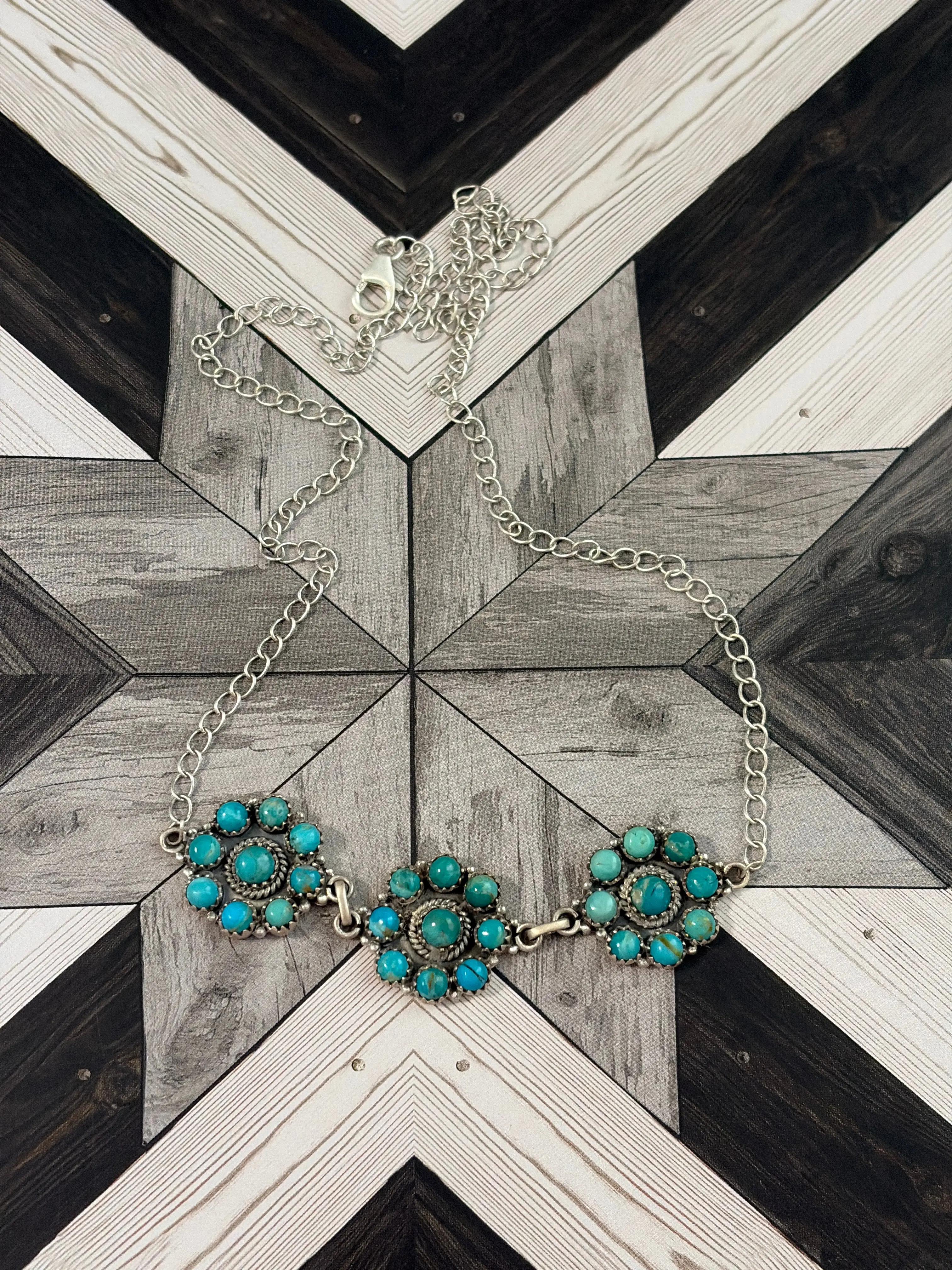 Kingman Turquoise Multi-Cluster Necklace