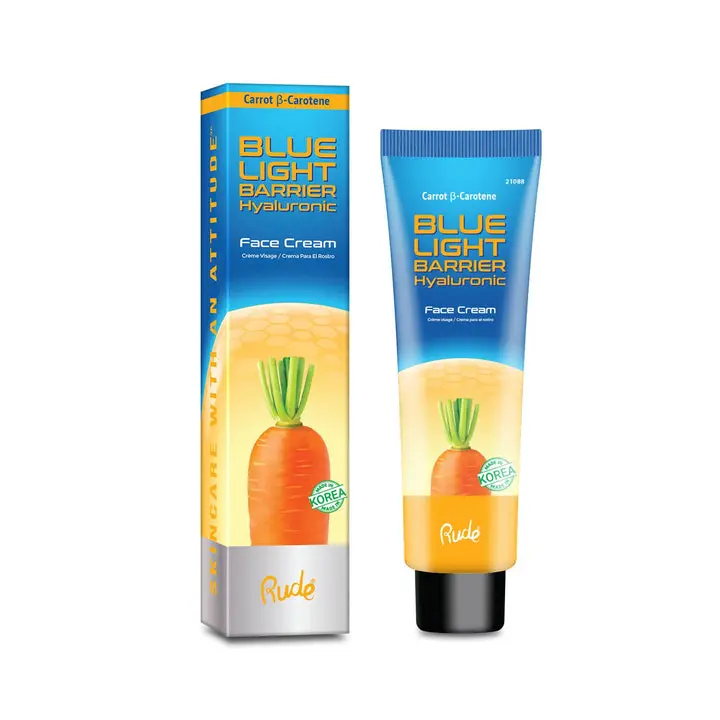 Rude Blue Light Barrier Hyaluronic Face Cream with Beta-Carotene for Skin Elasticity & Protection 50ml Moisturizers - Carrot