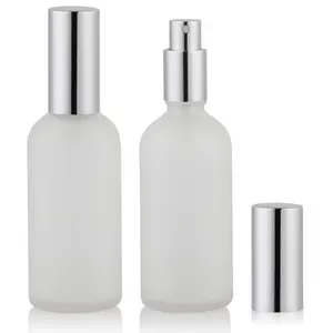 Empty Frosted Glass Spray Bottle 3.4oz, Perfume Atomizer, Fine Mist Spray (2 PACK)