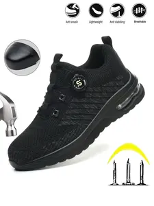 Men's Safety Shoes, Anti-Puncture Steel Toe Industrial Work Boots, Lightweight Comfortable Casual Footwear, All Seasons Wear, Worker, Breathable Work Shoes