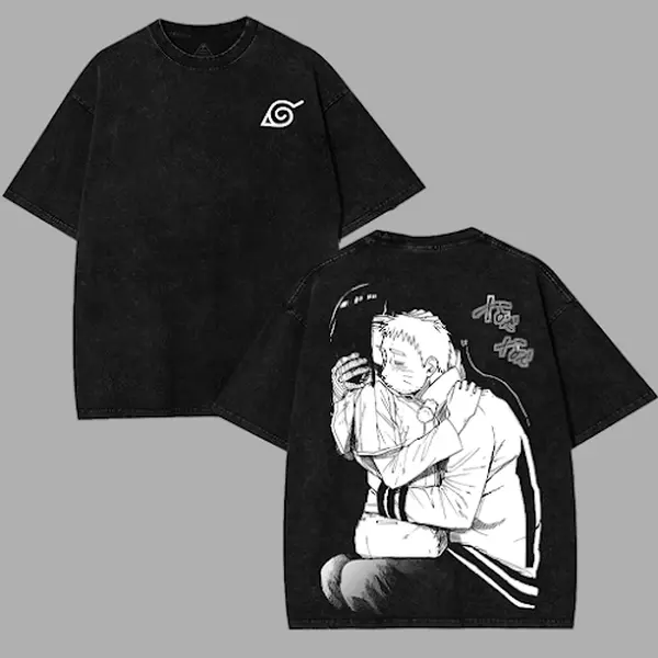 Cartoon T-Neep Naruto & Hinata Hug Scene Tee NaruHina Love Moment  Vintage Washed Unisex Oversize Cotton T- Romantic Manga Couple Graphic Top Anime Streetwear Gift for Otaku Fans Menswear Classic Prints Seamless Smooth Casual Tshirt Oversized shirts