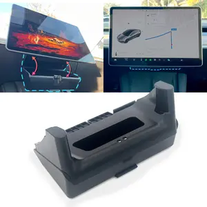 DockCharged Tesla Sunglass Holder for Tesla Model 3 and Model Y with Extra Under Screen Storage - Hidden Tesla Center Console Organizer - Tesla Model Y Accessories - Tesla Model 3 Accessories