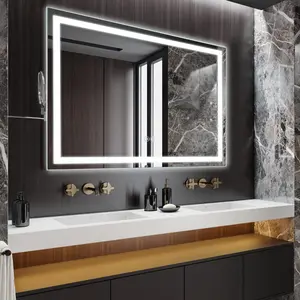 Garvee LED Bathroom Mirrors with Front and Backlighting, Multiple Sizes (20x28, 24x32, 24x40 inches), Featuring 3 Dimmable Color Modes, High CRI>90 Double LED Lights, Anti-Fog, Shatter-Proof, Memory Function, Horizontal/Vertical Mounting