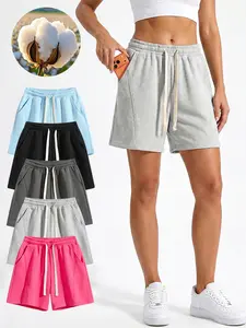 Women’s casual athletic shorts with a drawstring design—suitable for outdoor sports, fitness, running, and everyday casual wear; women’s shorts, athletic shorts, womenswear