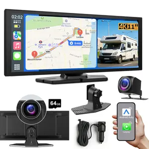 ConewVehicle Portable Apple Carplay Screen,11.4" Big Touch Screen,Car Stereo Wireless CarPlay & Android Auto,4K Dash Cam,supports Youtube/Netflix/TikTok Apps with 1080P Parking Backup Camera, Mirror Link/Voice Control/Music Play/GPS Navigation