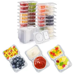 20-Pack Reusable Snack Boxes Lids Double Compartment Portion Control for Sauce Leakproof Camping On-the-Go Containers Fruits Snacks Snackboxcontainer Stackable Plastic Transparent