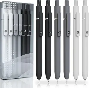 ACEES Gel Pens, 6 Pcs 0.5Mm Fine Point Black Ink Pen with Smooth Writing, Office Desk Accessories, Writing Supplies Gifts for Men Women, Quick Dry Pens Ballpoint for Journaling, Black/Gray/White ZENNYTH