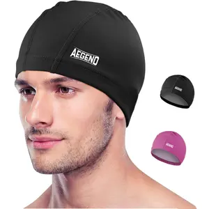 Aegend Unisex Adult Sporty Swimming Cap, 1-Pack High-Elastic Breathable Fabric with Silicone Waterproof Layer for Hair Dryness Protection, 3 Sizes for Summer Use, Sporty Swimming Caps