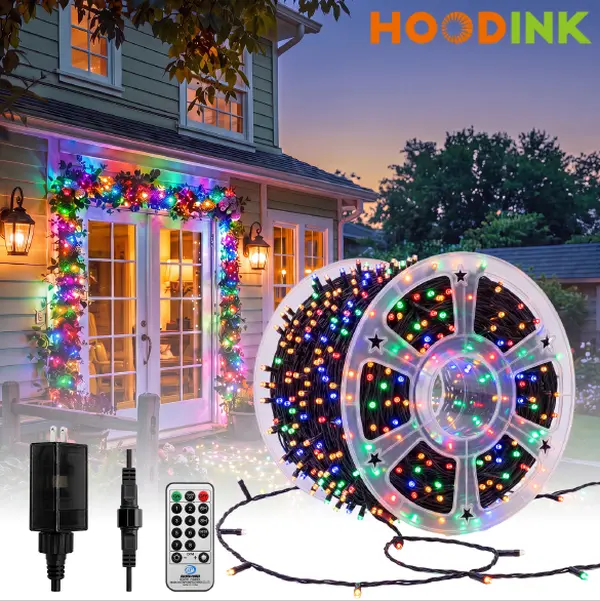 Hoodink 900LED 295FT Light String with 8 Modes Timer & Remote Control for Home Garden Yard Wedding Decorations Magical Festive Lighting