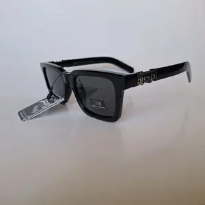 Locs Hardcore Sunglasses Silver Letters 91304 - Black Frame with Silver Lettering
