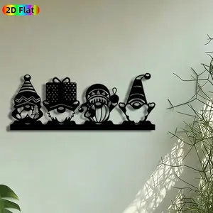 1pc Christmas Gnome Group Metal Wall Art, Festive Gnome Statue Mural, Intricate Craftsmanship, Artistic Metalwork, Perfect for Christmas, New Year Decor, Perfect for Living Room Porch Wall Garden Fence Decor, Ideal Gift for Holiday Decor Enthusiasts.