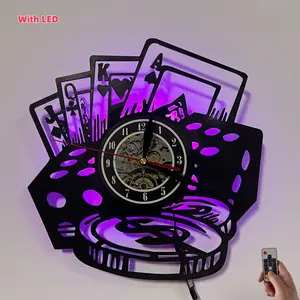 Ddzio Poker Card LED Wall Clock, 7 Color Changing Lights, Irregular Shape, Durable Home & Office Decor, Battery Operated, Christmas Gift