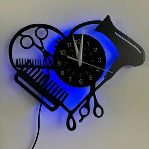 Love Hairdressing Vinyl Wall Clock, Creative Decorative Clock, Christmas Wall Clock, Home Wall Decor, Halloween Party, Birthday, Graduation Gift, Barber Shop, Salon Decor
