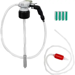 Transfer Pump w/Auto-Overfill Protection for Fuel, Water & More, 2.4 GPM, AA Battery Included, Ergonomic Nozzle, Universal & VP Racing Can Adapters, 51" Hose, PLUS a Manual Siphon