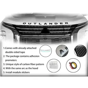 Hood Emblem for Mitsubishi Outlander 2020 2021 2022 2023 2024, Car Hood 3D Letters Emblem Sticker Car Logo Sticker Car Stickers