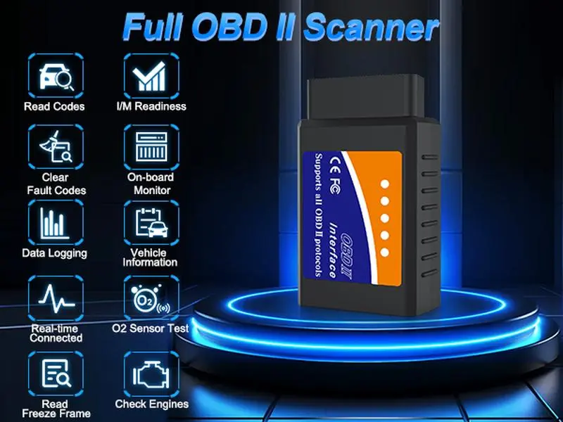 OBD2 Bluetooth Scanner - Car Code Reader Adapter for iPhone iOS, Android, Windows, Enhanced Auto Diagnostic Tool with Check Engine Light Reset, Live Data, Vehicle Performance Test & Exclusive APP