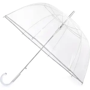 52 inch Clear Bubble Umbrella, Large Canopy Transparent Dome Coverage Stick Umbrella, J Hook Handle European Style for Weddings,Prom,Graduation and Outdoor Events