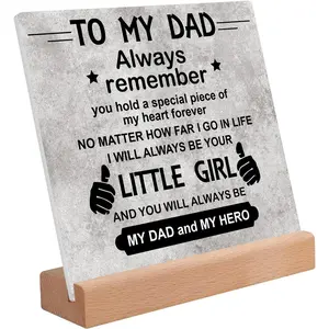 Gift for Dad from Daughter, Dad Birthday Gift Acrylic Plaque, Dad Gifts from Daughter Desk Decorative Sign for Home Office