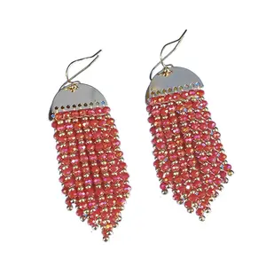 Bohemia Crystal Beaded Fringe Earrings for Women Luxury Elegant European Style Tassel Dangle Hook Handmade Party Wedding Jewelry Gift