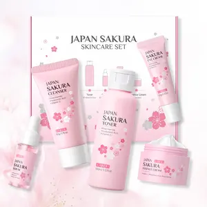 Laikou Japanese Cherry Blossom Five-Piece Detail Facial Serum Set, Elegant Floral Design, Perfect for Home Decor, Unique Gift Idea, Moisturizing Glow Kit