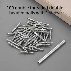 100PCS Double Headed Nails With 1 Sleeve, Including Double Headed Skirting Nails, Double Headed Nails, Double Headed Nails, Steel Nails, Concrete Nails, And Decorative Nails For Concrete Walls With Tools
