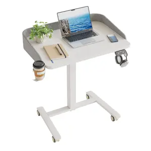Mobile Standing Desk with Wheels & Felt Pane 26.8" x 18.9",  Adjustable Rolling Desk with Cup Holder Hook Space Saving Sit Stand Portable for Home Office Bedside Couch Use
