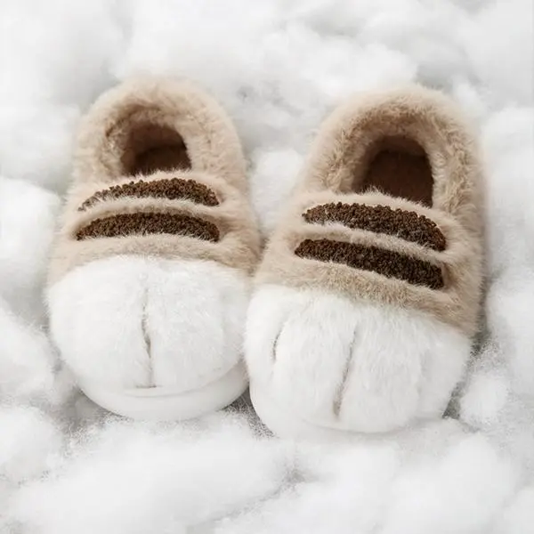 Women's Cute Cartoon Cat Paw Design Plush Slippers, Casual Soft Comfortable Home Slippers, Warm Slippers for Indoor & Outdoor Use for Fall & Winter, Trending Shoes, Footwear fur slipper