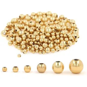 200 count 18K  Filled Spacer Beads That Do Not Fade Easily Smooth Round Beads Seamless Ball Beads Brass Loose Beads Metal Beads for DIY Necklace Bracelet  Making (-5mm)