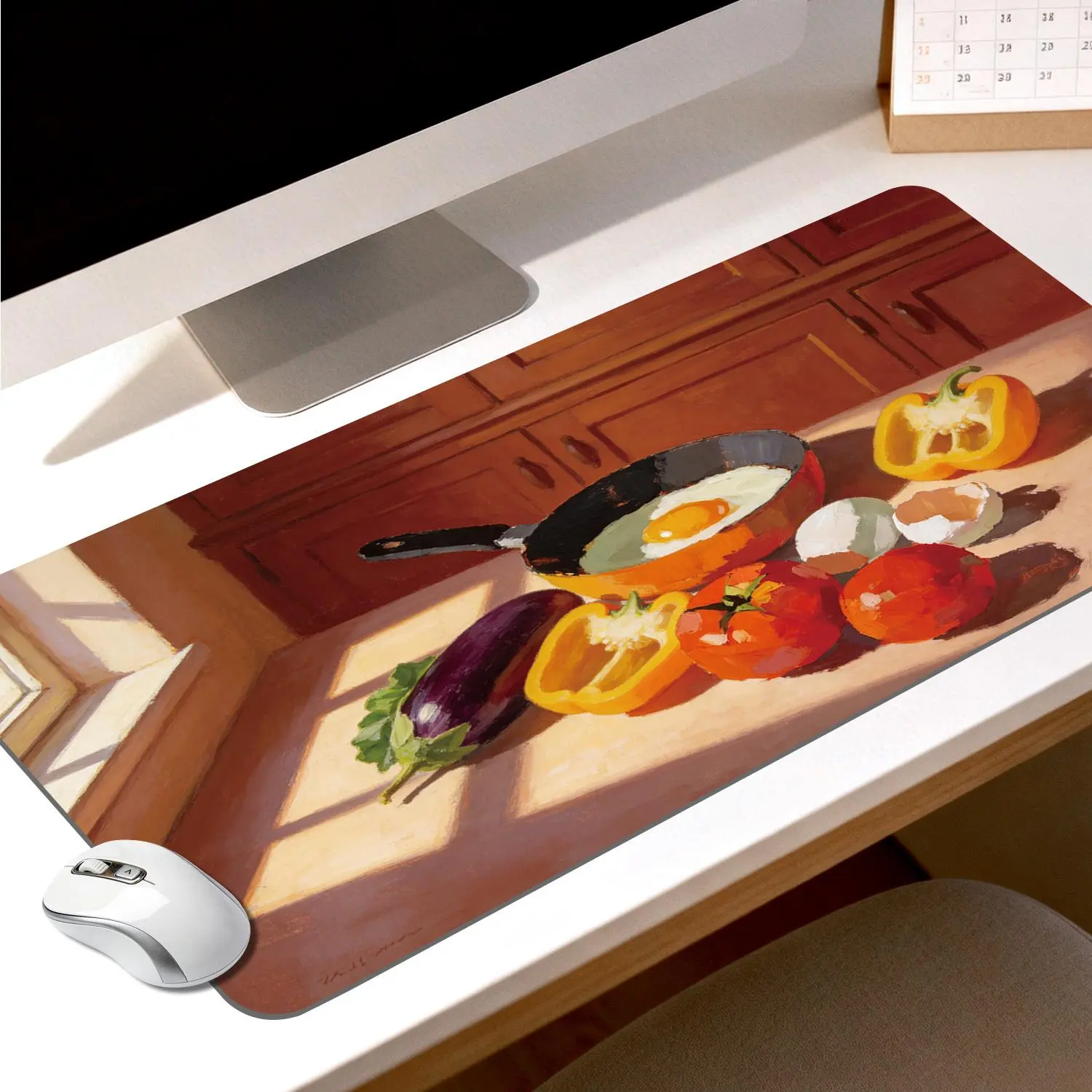 LIVEKEY 3D Banana Design High-Detail Art Oil Painting Plastic Mouse Pad, 80x40cm Large, Non-Slip Rubber Base, Stitched Edges, Durable Desk Mat for Office Users & Gaming, Computer Mouse Pad