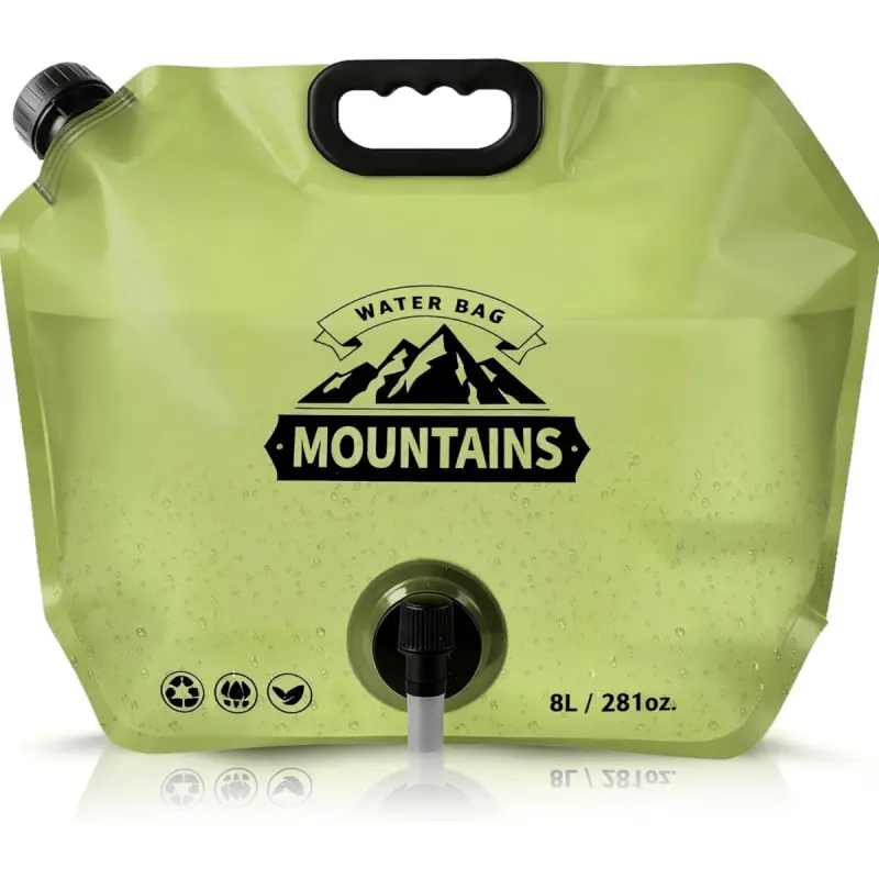 8L Collapsible Portable Water Bag Leakproof Durable Outdoor Water Container Lightweight Water Storage Pouch Water Containers for Storage for Camping Hiking Backpack Travel Road Trip Essentials Emergency Use