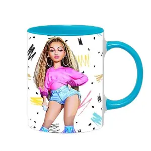 Hip Hop Mug Shots Classic Caricature Ceramic Mug with Color Handle/Rim