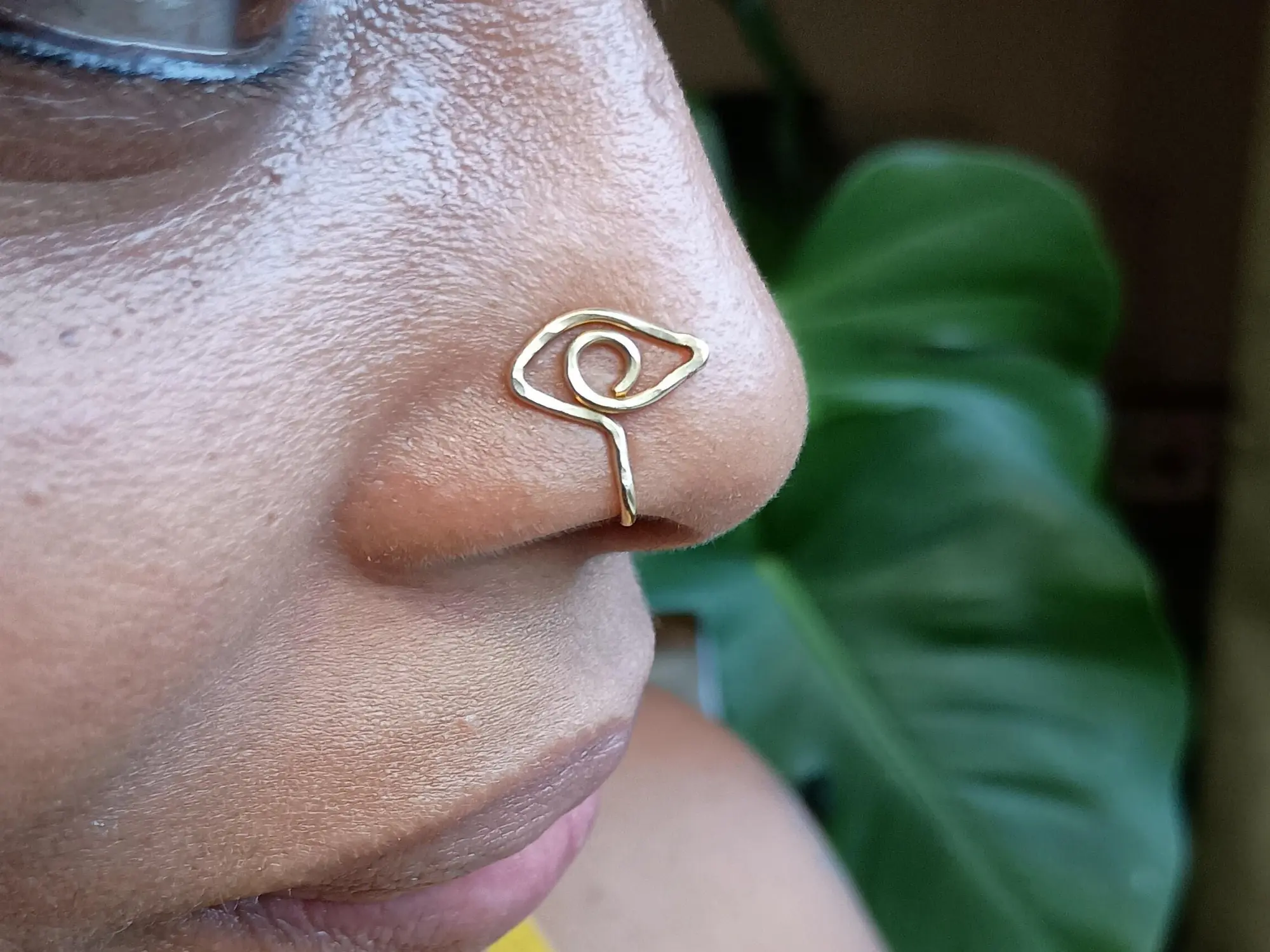 Solid Brass Eye of Rah Nose Cuff, Nose Clip, Gold Nose Jewelry, Egyptian Nose Cuff, Body Jewelry, Faux Nose Ring, Septum Cuff, Hand Hammered