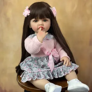 GUESSBELLY 55cm Full Body Soft Vinyl Reborn Doll Girl Baby 22inch Lifelike Princess Toddler Newborn Bebe Bath Toy Lovely Birthday Gift
