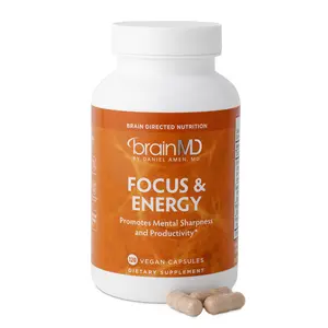 BrainMD Focus & Energy 120 Vegan Capsules - Promotes Mental Sharpness & Productivity with Essential Aminos & Natural Ingredients for All-Day Alertness Fitness Dietary