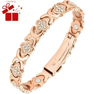 therapy TimelessHalo Copper Bracelets for Women Pure Copper Bracelet with 3500 Gauss Effective Energy Magnets eco-friendly with diamonds,adjustable ladies' wristband Trendy Stack Bangle Stretch Bangle 20.5cm/8.07inch Present free regulator copper energy r