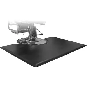 Floor Mat 3'x 5' | 1 inch Thick | Rectangle | BS3050R1 | Cut-Out for Barber or Salon Station | Slip Resistant | Black | HOTLINE BEAUTY