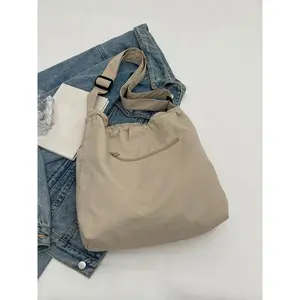 Minimalist Solid Color Drawstring Design Crossbody Bag, Lightweight Bucket Bag with Adjustable Strap, Casual Versatile Shoulder Bag for Women & Men, Adjustable Strap Purse, Casual Handbag Satchel
